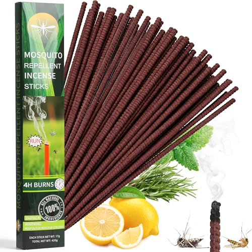 24 Pack Extra Large Mosquito Incense Sticks - DEET Free, Long-Lasting