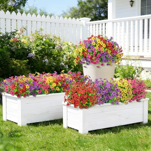 Besteek 20 Bundles Artificial Flowers for Outdoors, Mixed Color UV Resistant