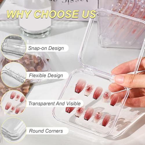 14-Piece Clear Acrylic Nail Storage Box with Adhesive Tape