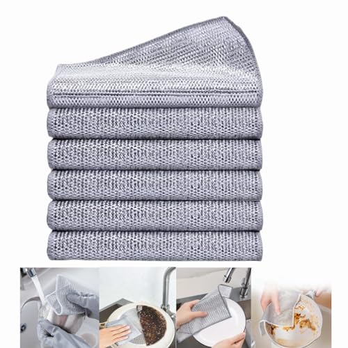 Wire Dishwashing Rags Non-Scratch Miracle Cleaning Cloths 6 Pack