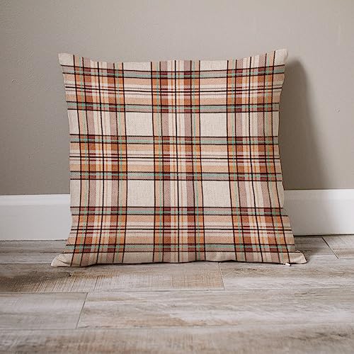 AOFANGGO Fall Pillow Cover 20x20 Inch Faux Linen, Autumn Decor
