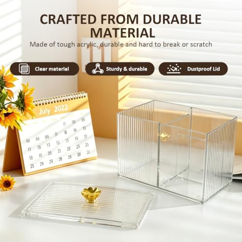 Transparent 3-Compartment Cotton Swab Holder Organizer