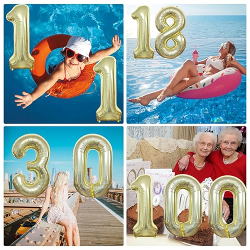 40 Inch Number 17 Foil Balloon Champagne Gold Birthday Party Decoration