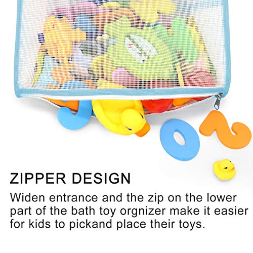 Muchfun Extra Large Bath Toy Organizer with Zipper & Hooks