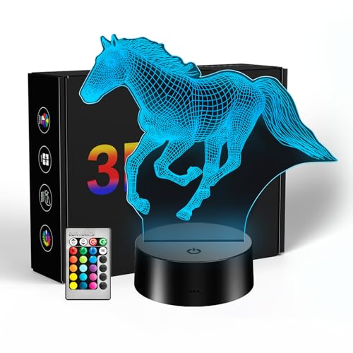 3D Horse Illusion Night Light - 16 Color Changing LED Lamp with Remote