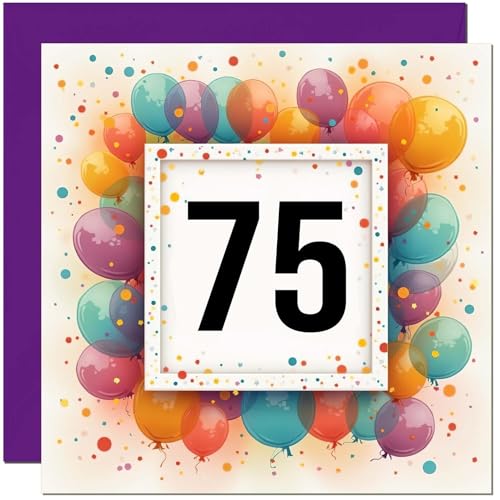 75th Birthday Card for Men & Women - Premium Balloon Design