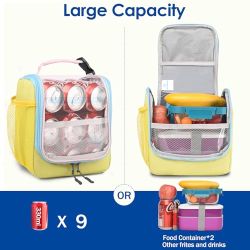 Genteen Kids Insulated Lunch Box - Compact & Easy-Clean, Yellow Blue