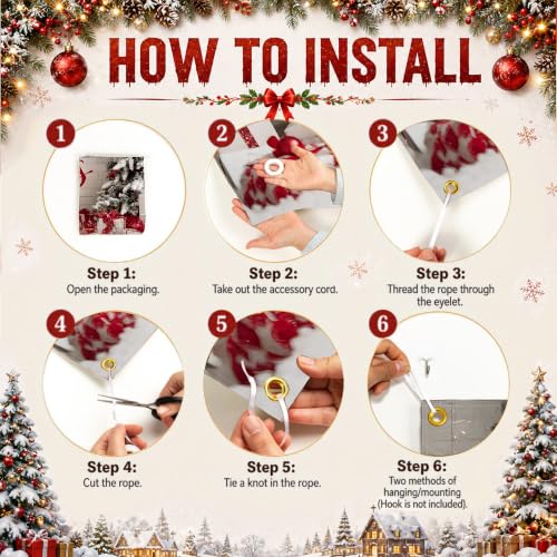 Snowman Christmas Garage Door Banner 6x13ft Merry Christmas Wall Banner - Variation of Snowman-2