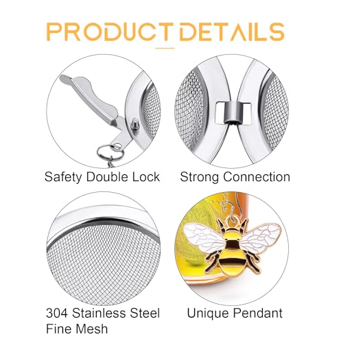 TeaSanavie Stainless Steel Tea Infusers Set of 2 with Honeybee & Flower Charms