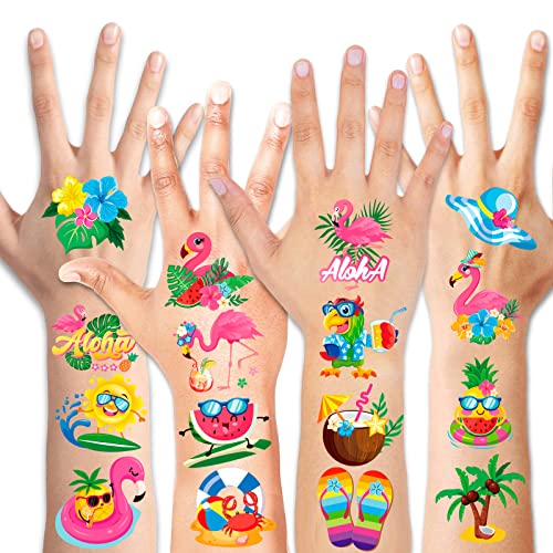 HOWAF 96pcs Flamingo Temporary Tattoos for Kids Summer Party Favors