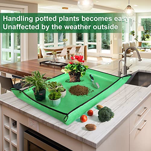 Large 39.5" x 31.5" Pale Green Repotting Mat for Indoor Plants