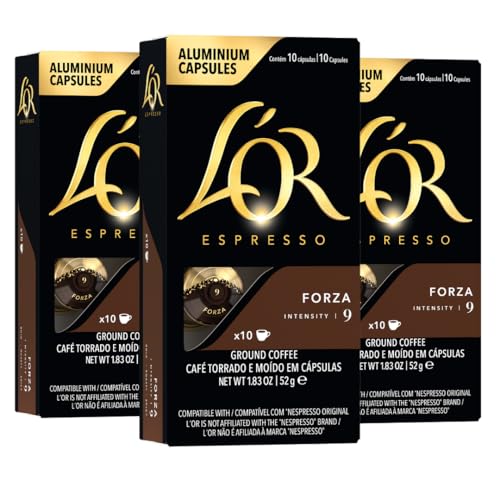 L'OR Espresso Capsules Forza, Intensity 9, 30 Count (Pack of 3)