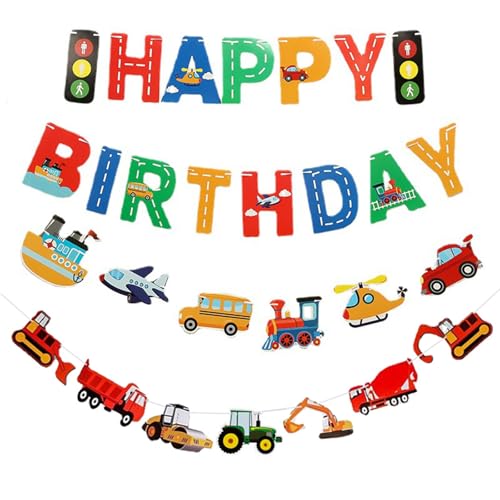 Traffic Light Engineering Vehicle Birthday Banner Set - 4 Pack