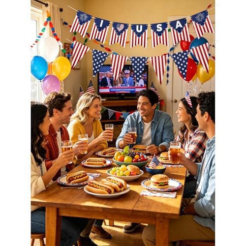 Patriotic Bunting Banner Set - 4th of July Decor | USA Flags