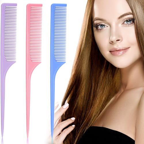 Patelai 3-Piece Rat Tail Comb Set - 9 Inch Plastic Pintail Teasing Combs