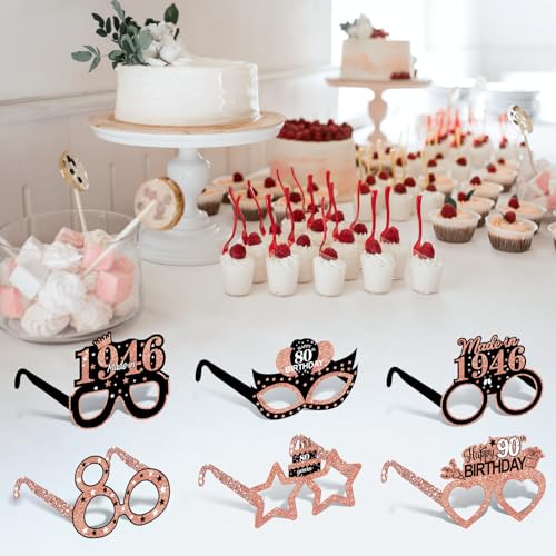 80th Birthday Paper Glasses Photo Props - 12Pcs Vintage 1946