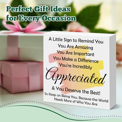 Inspirational Wooden Box Sign - Motivational Office Desk Decor & Farewell Gift