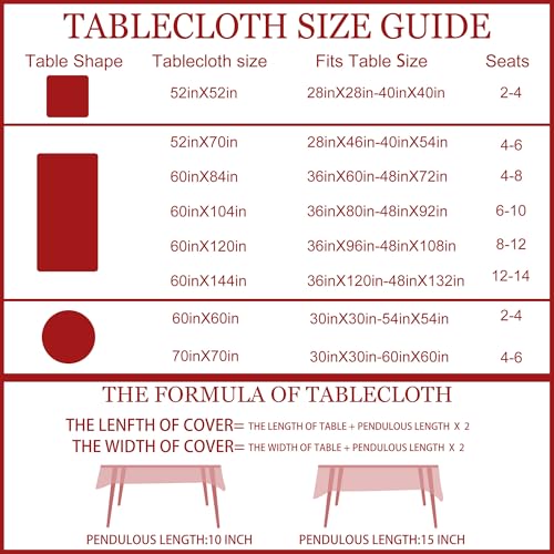 White Christmas Tablecloth 52x70 Inches Water-Resistant Holiday Decor for Rectangle Tables