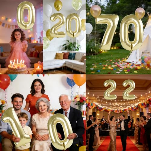 FOBELEC 40-Inch Champagne Gold Number Balloon for Birthday Party Decor