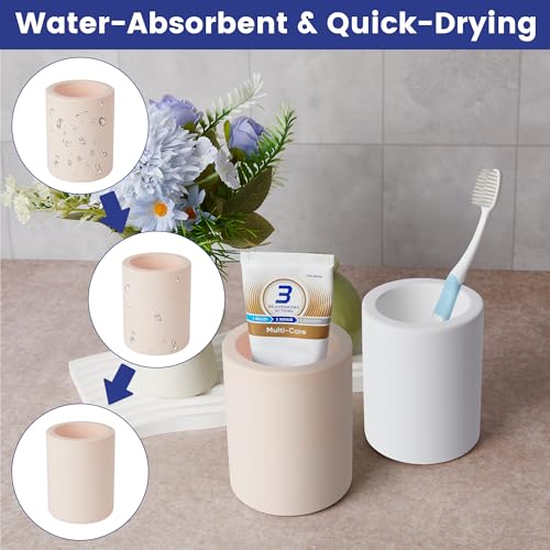 Compact Diatomite Toothbrush Holder for Bathroom - Pink