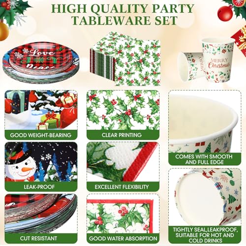 Christmas Disposable Plate and Napkin Set – Holiday Party Dinnerware & Cups