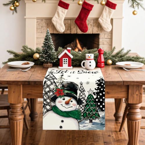 Artscope Christmas Table Runner – Let It Snow, 13x36 Inch Green