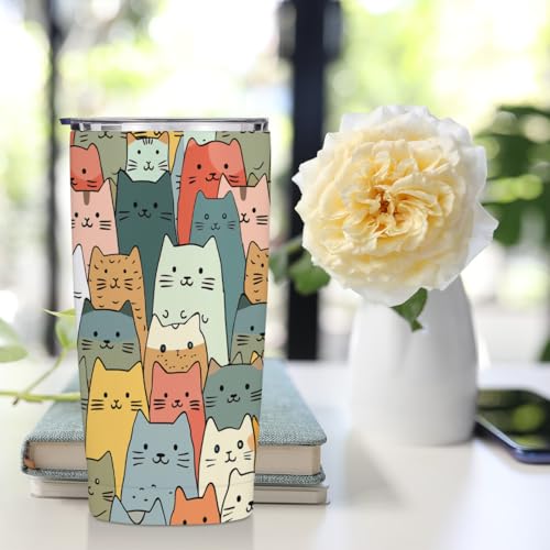 Multi 1354 Cute Cat 20 oz Insulated Stainless Steel Tumbler - Funny Cats