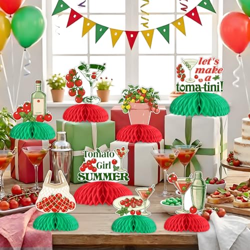 Funmemoir Tomato Girl Summer Honeycomb Centerpieces 8-Piece Table Decor