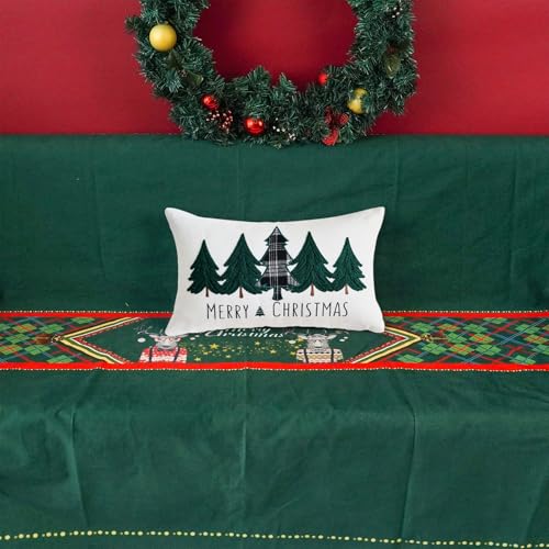 ONWAY Christmas Tree Lumbar Pillow Cover, 12x20 Inch Holiday Cushion Case