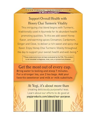 Yogi Honey Chai Turmeric Vitality Tea - 16 Count, Organic & Caffeine-Free