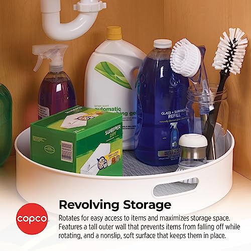 Copco 18-Inch Lazy Susan Organizer - White and Gray, Revolving Storage