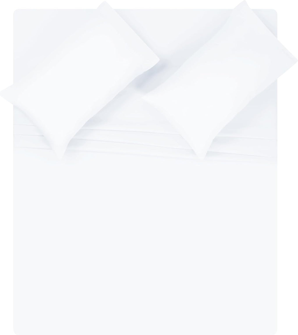 Queen Sheet Set | Ultra Soft Double Brushed Microfiber Bedding - 4 Piece Deep Pocket, Wrinkle Free - White