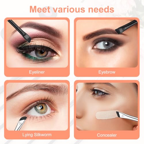 5-Piece Angled Eyeliner and Eyebrow Brush Set for Precise Eye Makeup