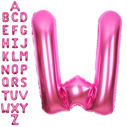 SUWEN 40 Inch Hot Pink Jumbo Letter Foil Balloon Birthday Party Decor