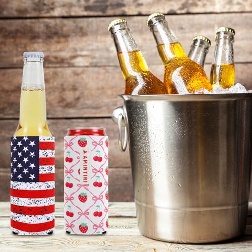 Amintiri 12oz Slim Can Cooler Sleeves - 8 Pack Insulated Neoprene