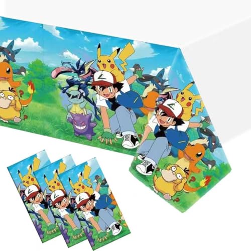 Anime Party Tablecloths - 3 Pack Disposable Waterproof Covers