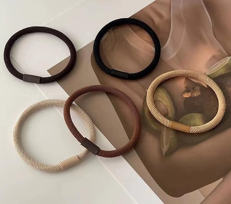 5-Piece Thick Hair Ties for Curly Hair, Soft Elastic Ponytail Holders