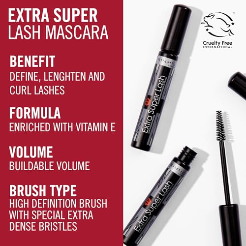 Rimmel Extra Super Lash Mascara, Black, 0.27 fl oz