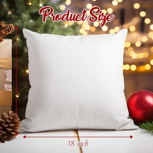Brightown Christmas Pillow Covers 18x18 Set of 4, Red Holiday Throw Cushions