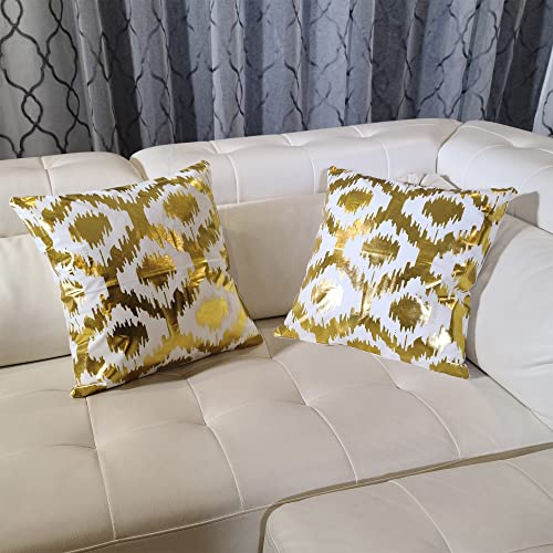 Shades of Freyja W77 Gold & White Velvet Pillow Covers - 18x18 Set of 2