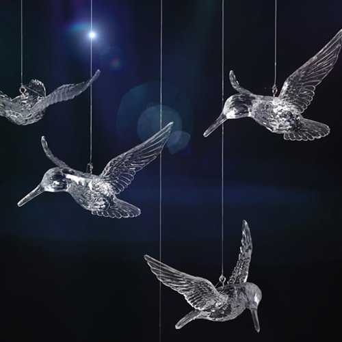 Abaodam Hummingbird Ornament - Clear Acrylic Flying Birds Decoration for Home & Garden