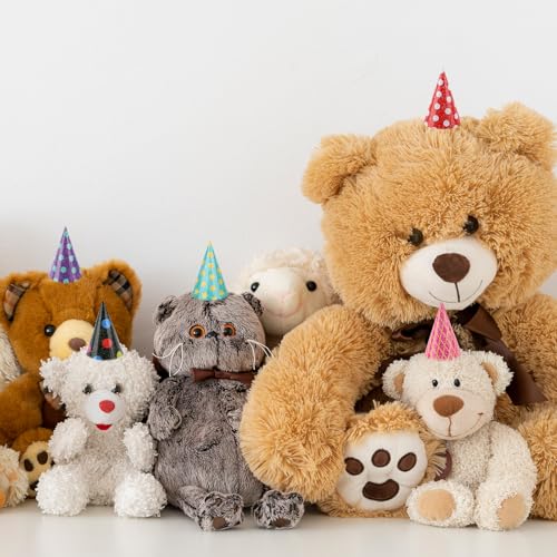 Mini Cone Birthday Hats for Stuffed Animals - 10 Pack