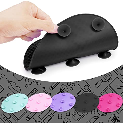 Ranphykx Silicone Makeup Brush Cleaner Mat with Suction Cups Black