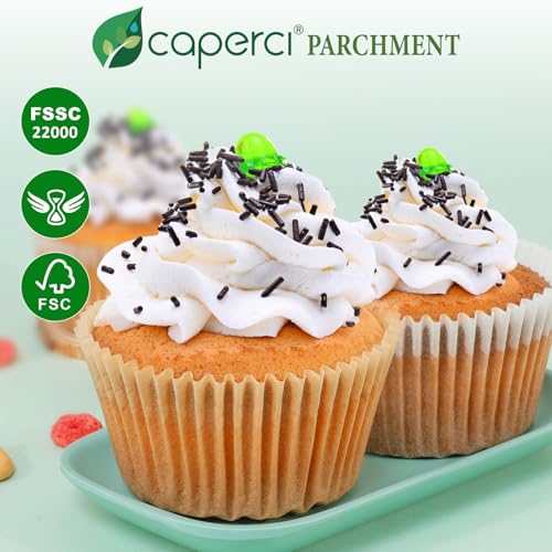 Caperci Jumbo Parchment Cupcake Liners - 200 Count, Non-Stick, Unbleached