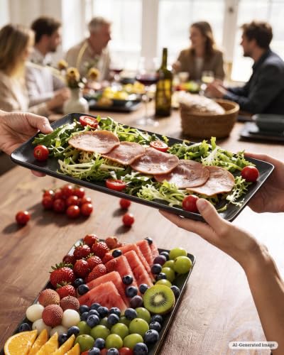 Famiware Serving Platters Set of 3 - Matte Dark Charcoal, Rectangular