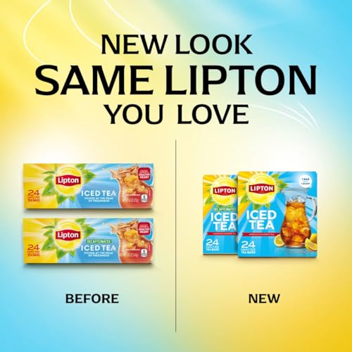 Lipton Family Size Unsweetened Iced Tea Bags, 144 Ct (Pack of 6)
