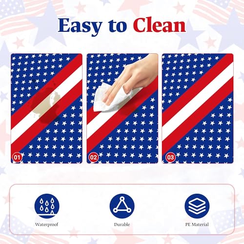 Childom 3-Pack Patriotic Disposable Plastic Tablecloths, 54"x108" Red & Blue