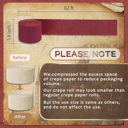 Burgundy & Black Crepe Paper Streamers - 5 Rolls for Parties