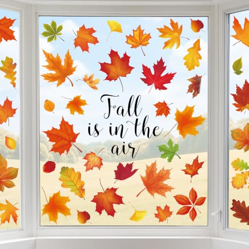 Fairooth 8 Sheets Autumn Fall Window Clings Reusable Thanksgiving Decor