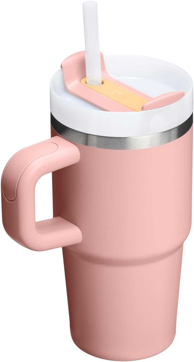 STANLEY Quencher H2.0 Tumbler - Insulated 20 oz Stainless Steel Cup with Handle & Straw | Peach Rose